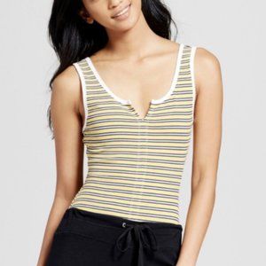 Xhilaration Yellow Black White Striped Bodysuit XS